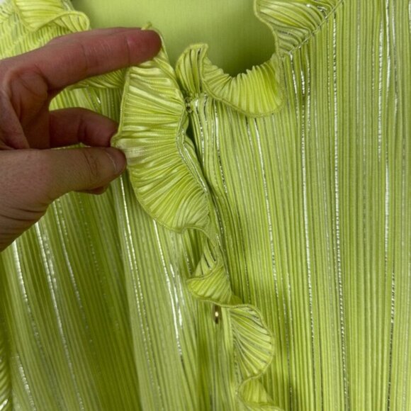 NEW Rotate Birger Christensen Sunny Lime Green Ivy Pleated Mini Dress Size 8 New - Picture 8 of 15